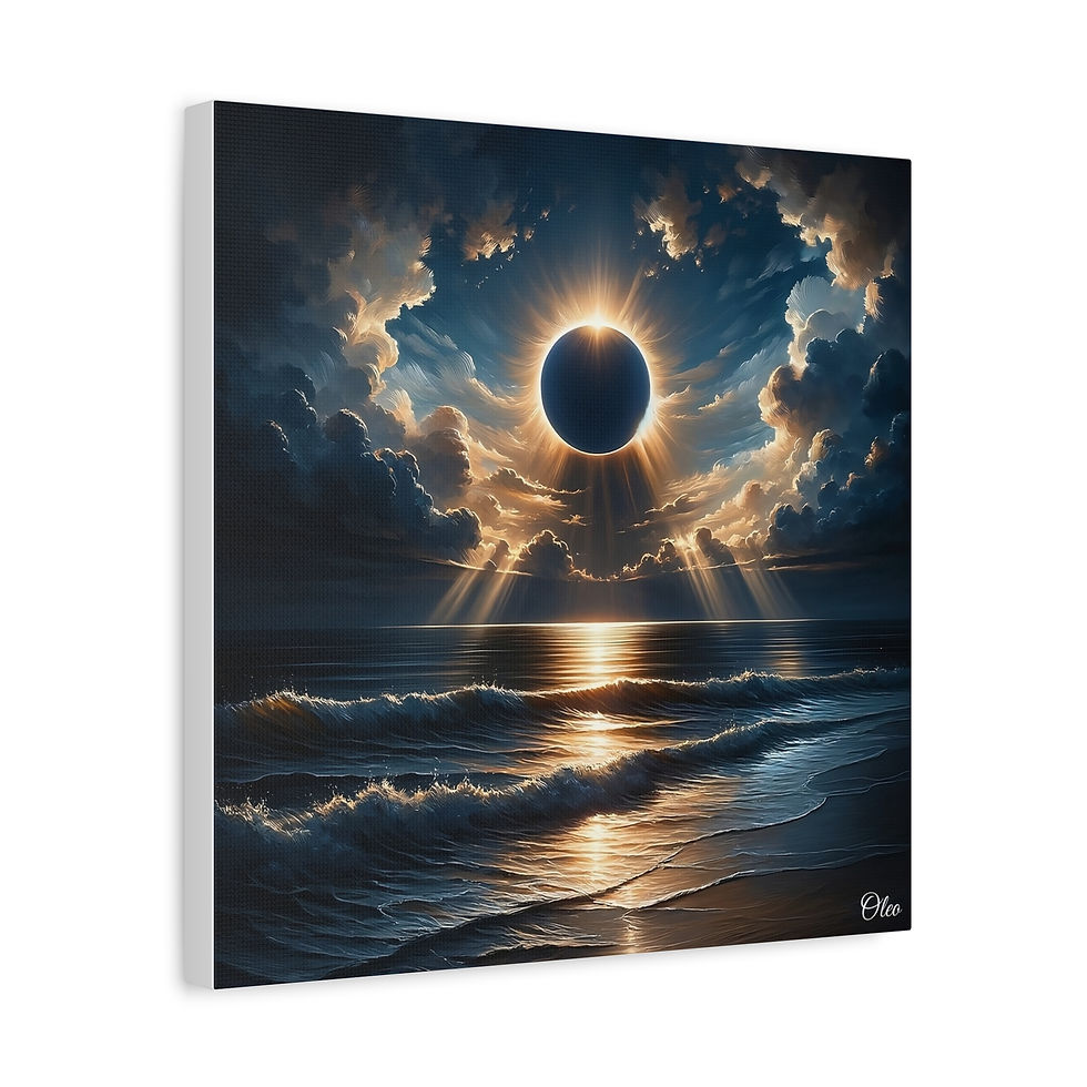 Thumbnail: Eclipse Over the Waves - Limited Edition Oil Painting Canvas Print