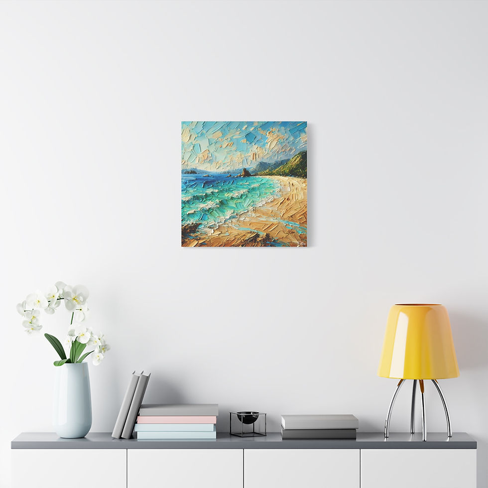 Thumbnail: Vibrant Coastal Textured Oil Painting Print on Canvas
