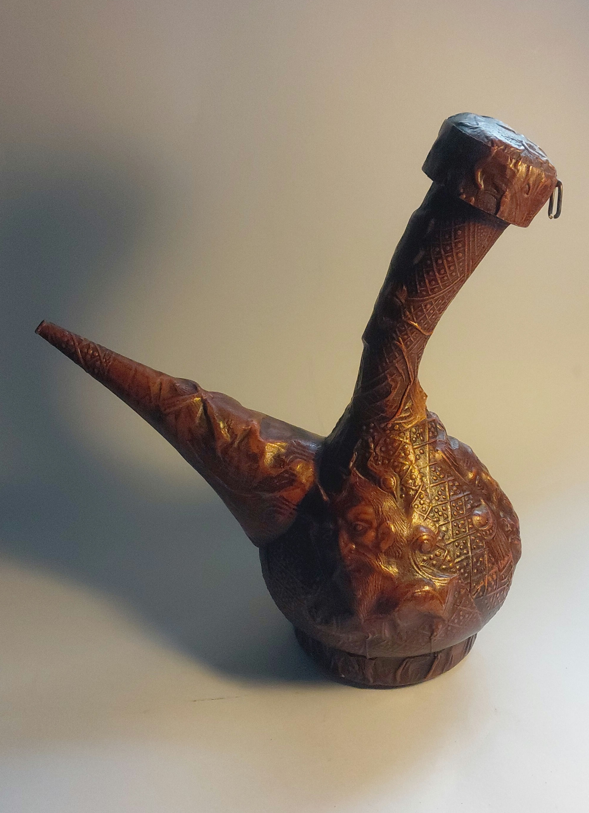 Vintage Musical Leather Porrón Wine Decanter
