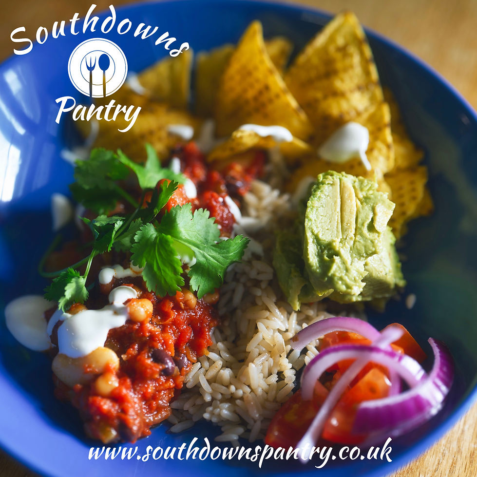 A delicious bowl of homemade vegetarian chilli