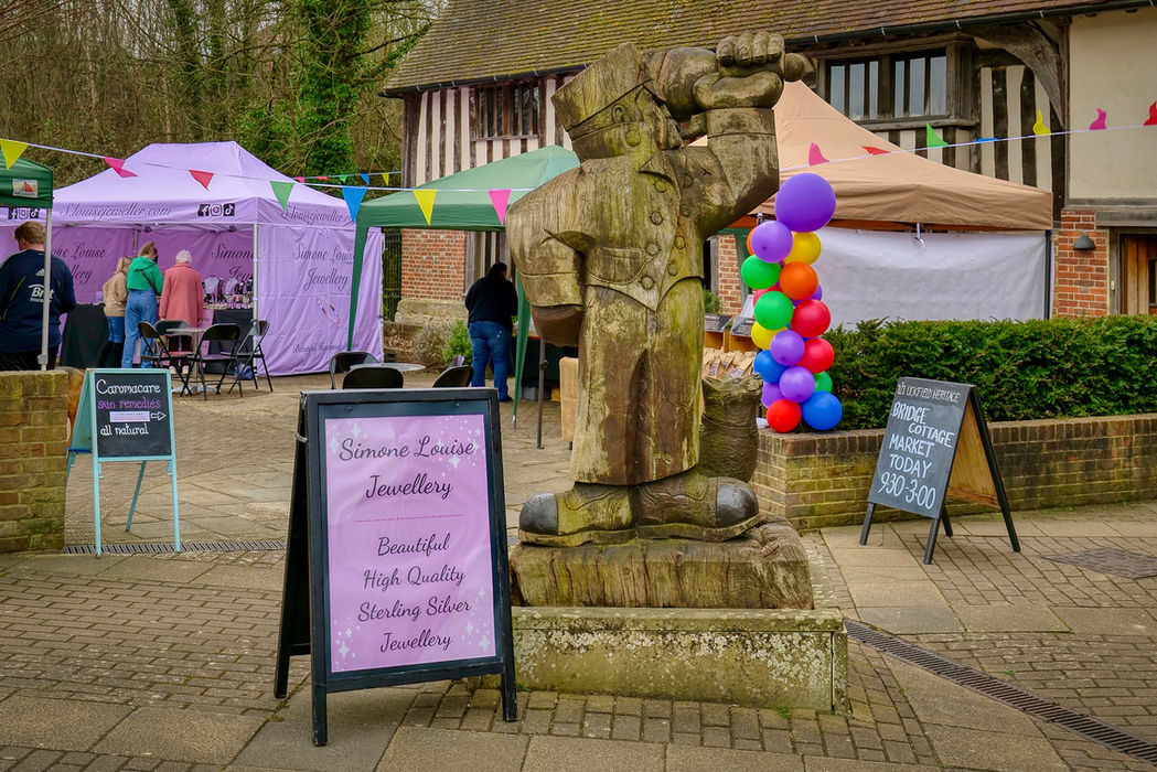 Wooden figure at Bridge Cottage Market, Simone Louise Jewellery, 9:30-3:00