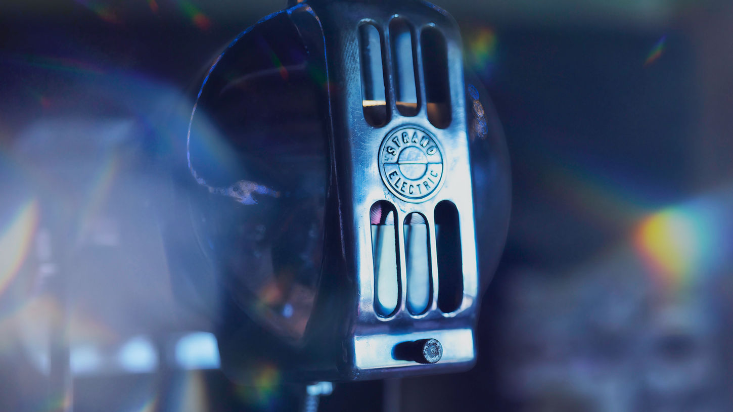 Vintage Western Electric microphone with lens flare