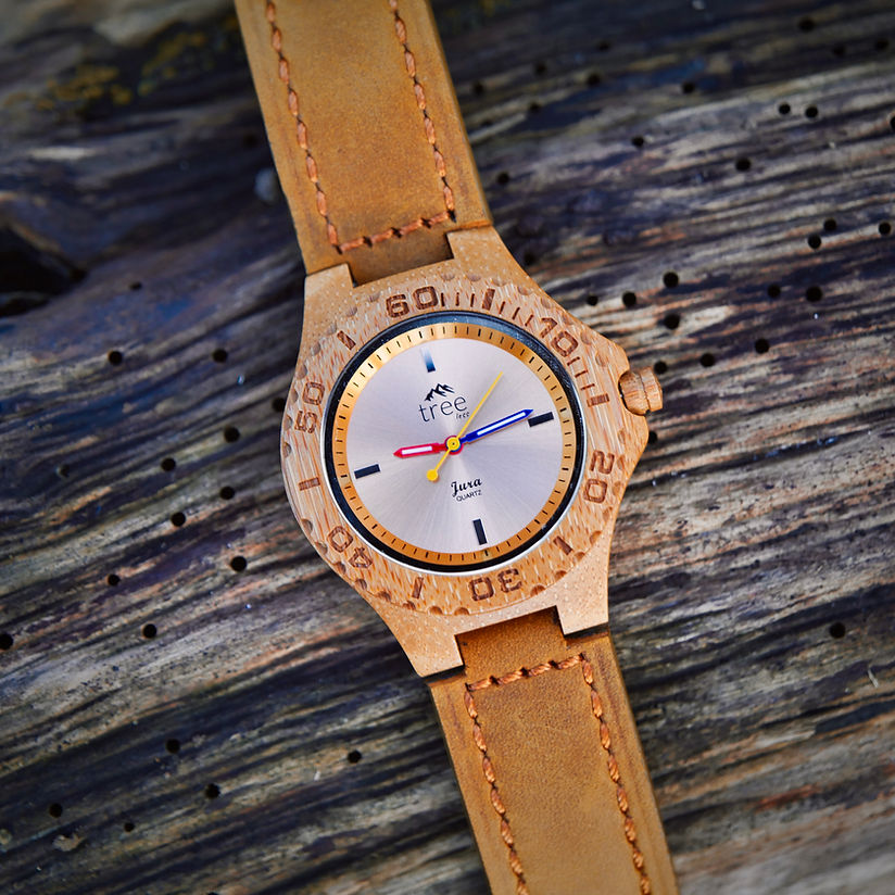 Wood leather watch hot sale