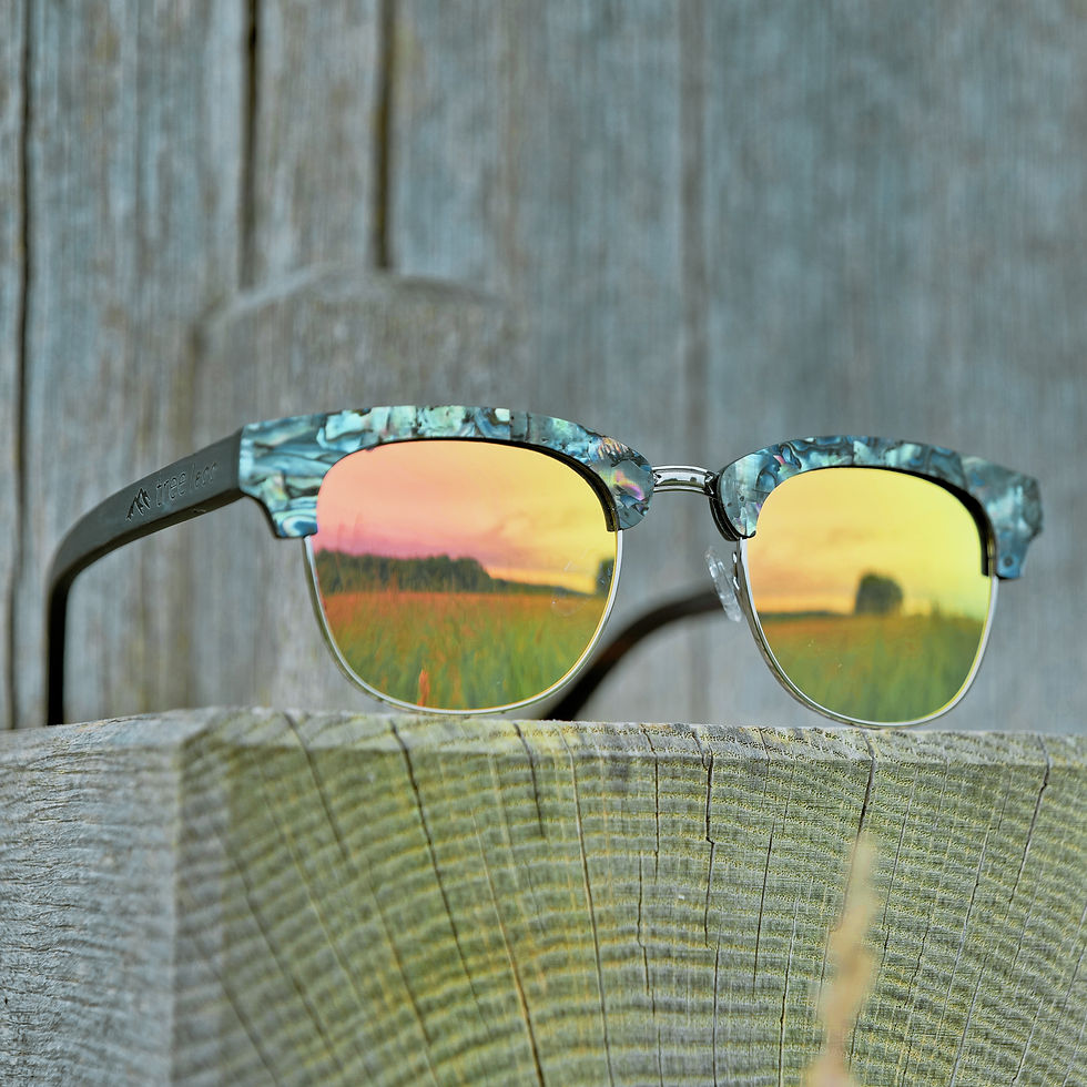Thumbnail: Half-Frame Java Seashell Sunglasses Polarised Gold Lens
