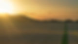 Sunset over a vast field, sun rays beaming