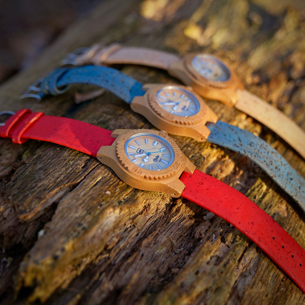 NALU Small Natural Watches with Cork Straps (Various Colours) 