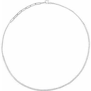 Thumbnail: 14k White Gold Adjustable Natural Diamond Tennis Necklace