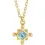 Thumbnail: 14K Yellow Gold Natural Princess Cut Aquamarine Bezel-Set Beaded 16-18" Necklace front view