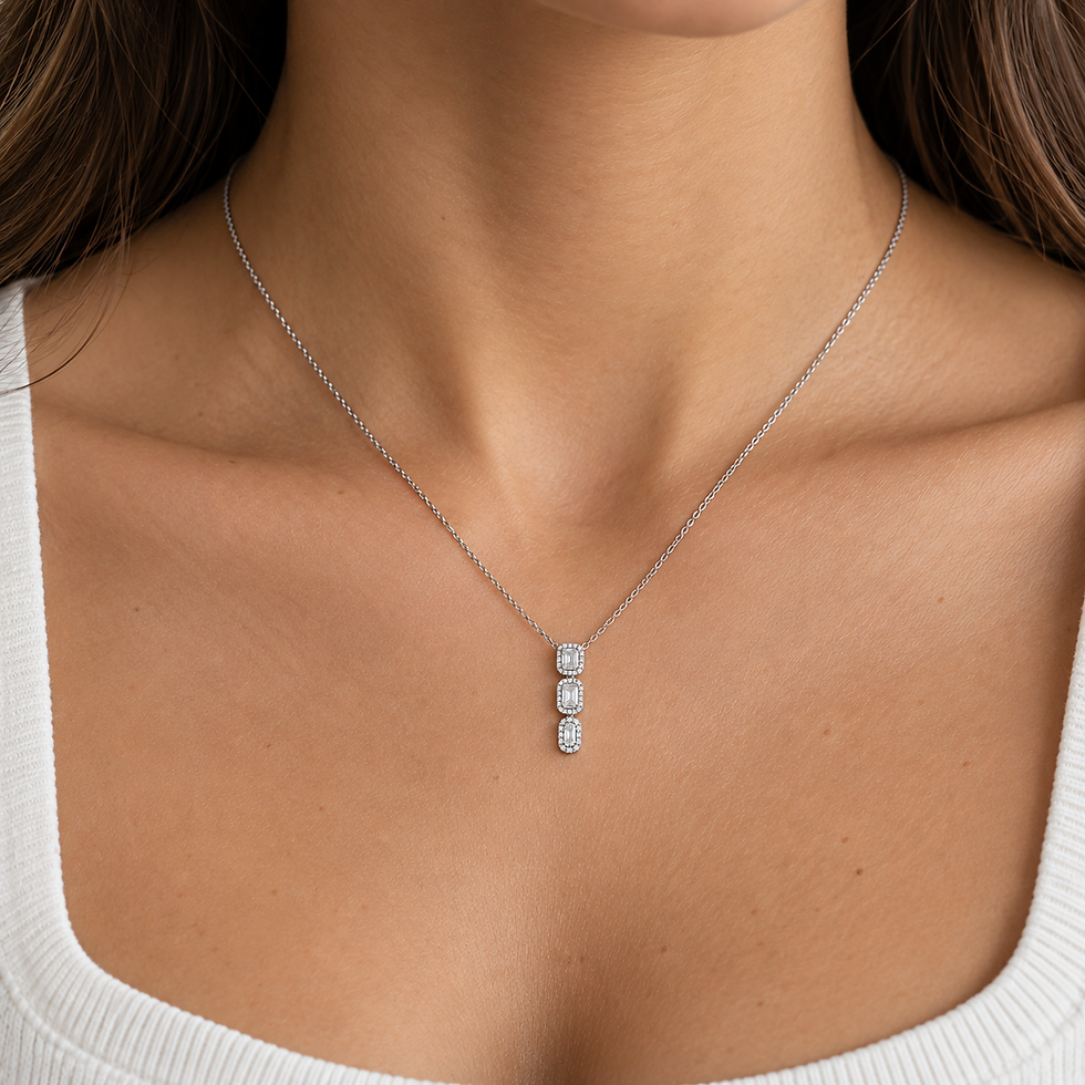 0.22 CTW Diamond 14k White Gold Necklace On Model