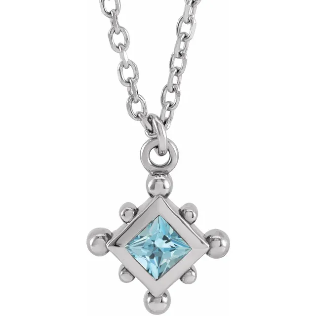 Bezel set aquamarine necklace deals