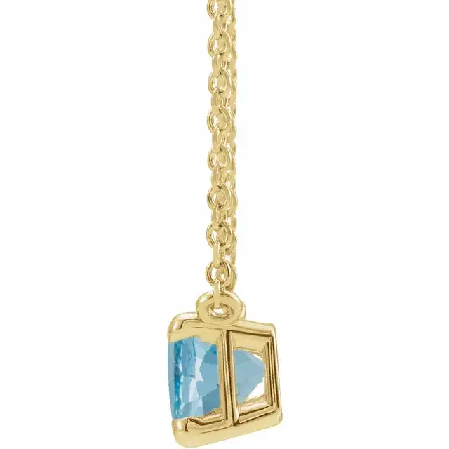 Thumbnail: 14K Yellow Gold Natural Emerald Cut Aquamarine 18" Necklace side view