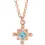 Thumbnail: 14K Rose Gold Natural Princess Cut Aquamarine Bezel-Set Beaded 16-18" Necklace front view