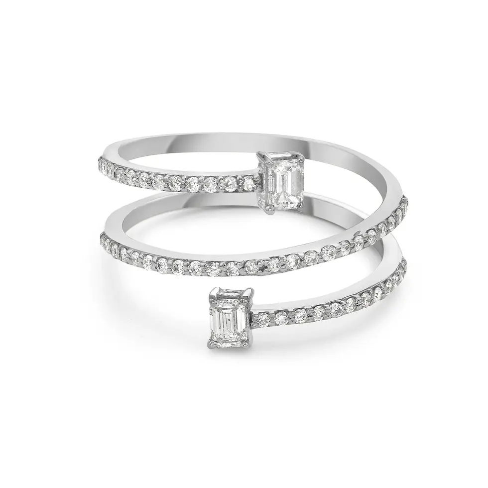 18K White Gold 0.52 CTW Diamond Wrap Ring Front