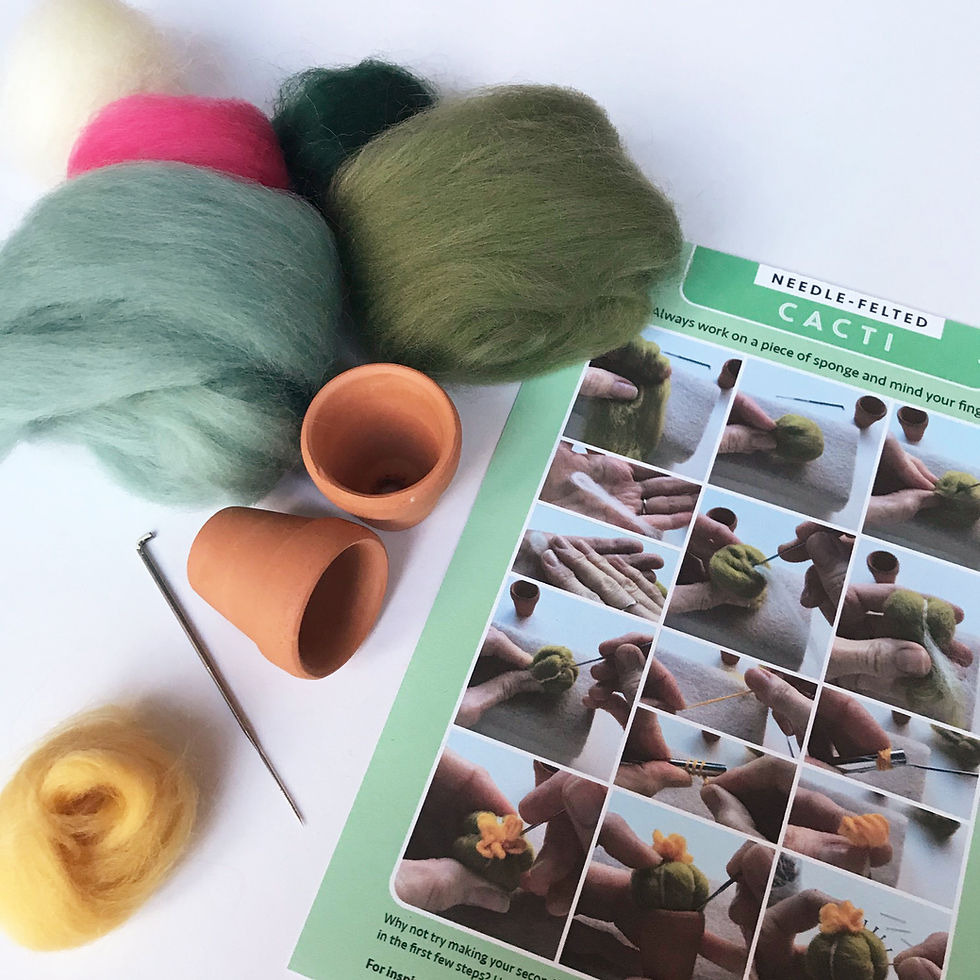Thumbnail: Needle felting kit - Cacti - wool craft project for beginners - creative gift id