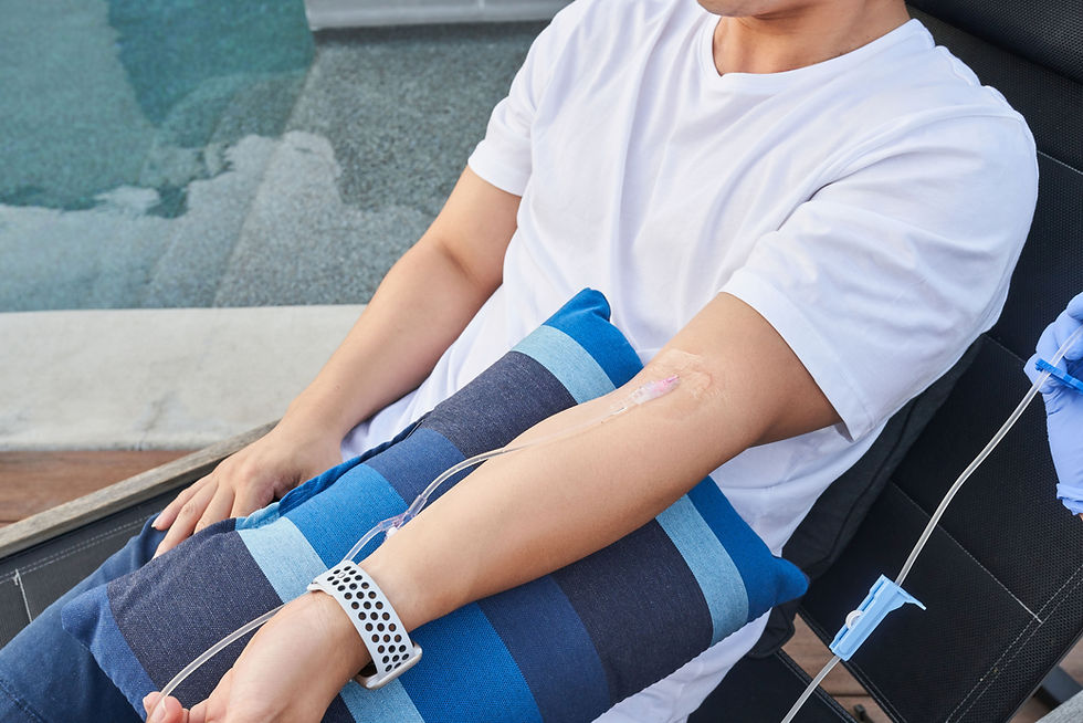 Athlete getting an IV drip , highlighting hydration, fitness recovery, and an active Southern California lifestyle.