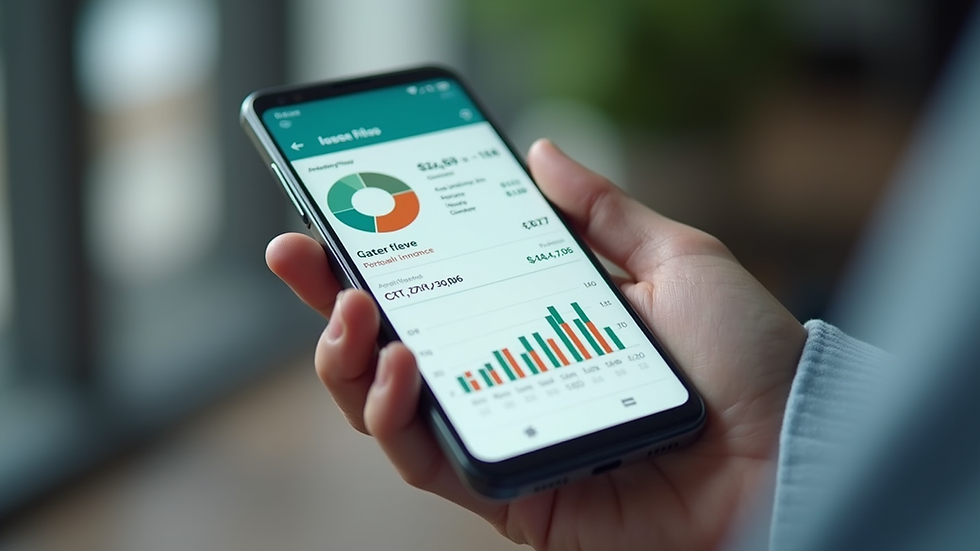 Close-up view of a smartphone displaying a financial management app