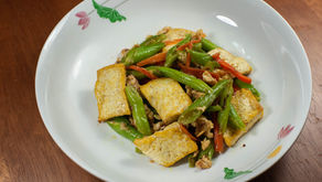 French beans with taukwa and egg stir-fry