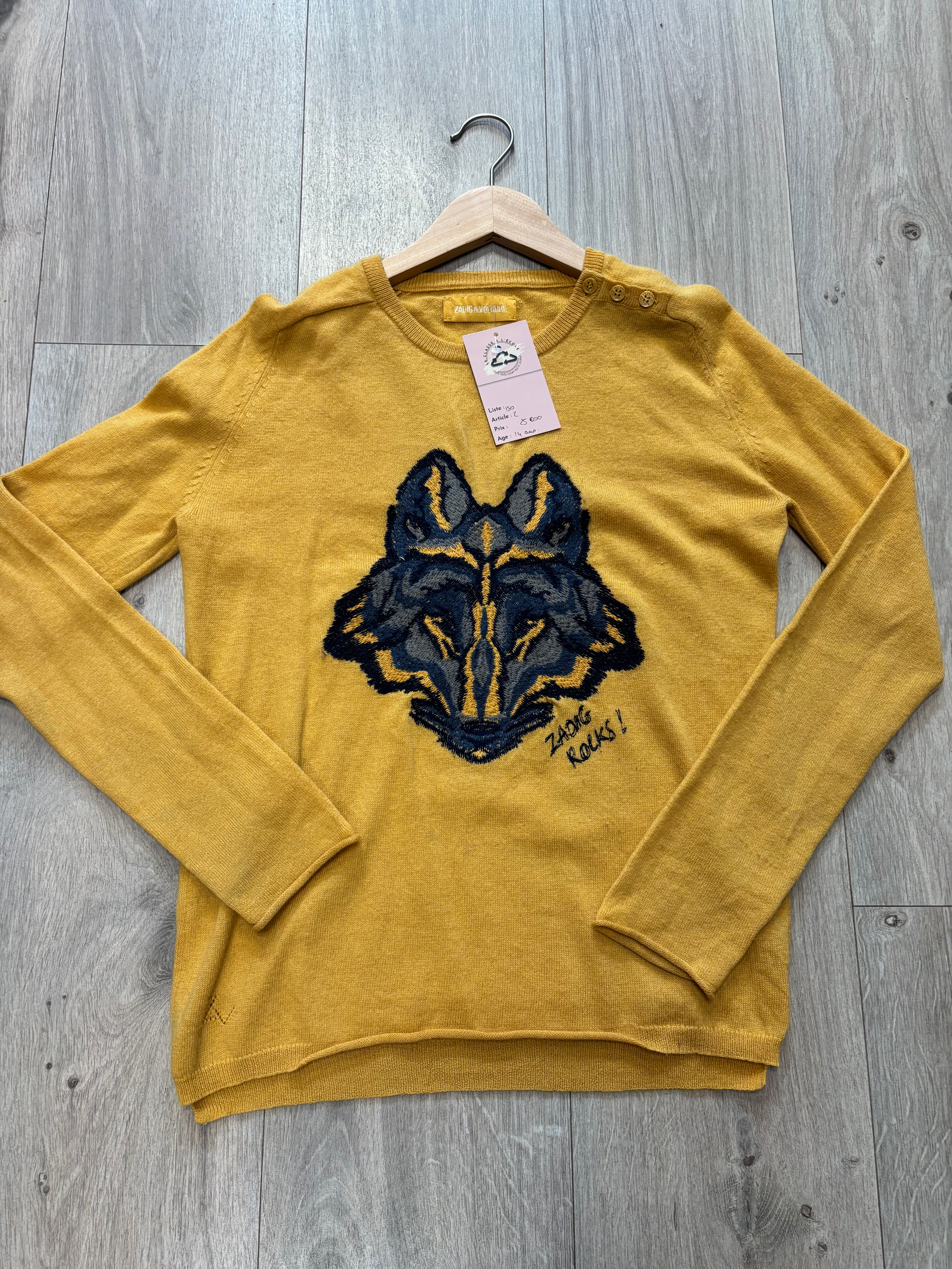 Pull zadig et voltaire jaune 14 ans 