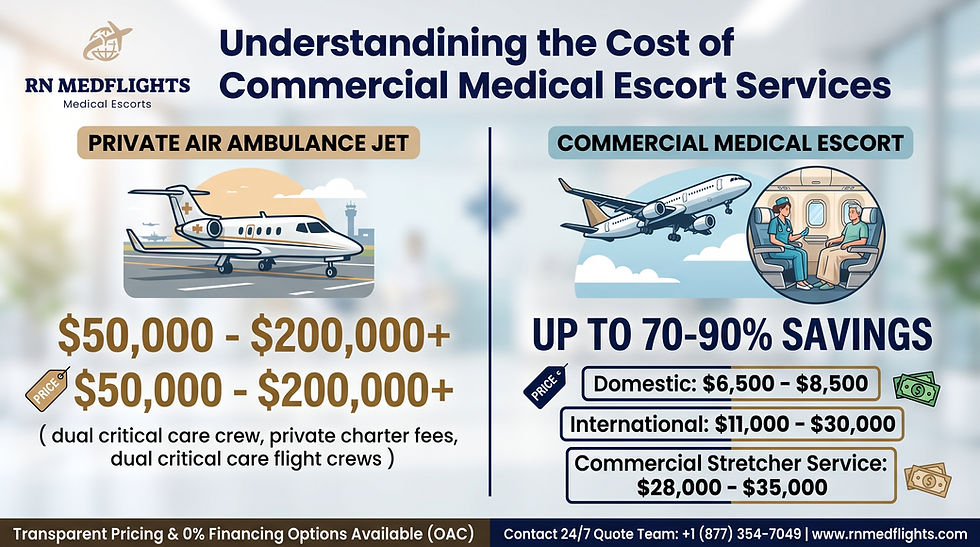 Commercial Medical Escort vs. Private Air Ambulance Costs