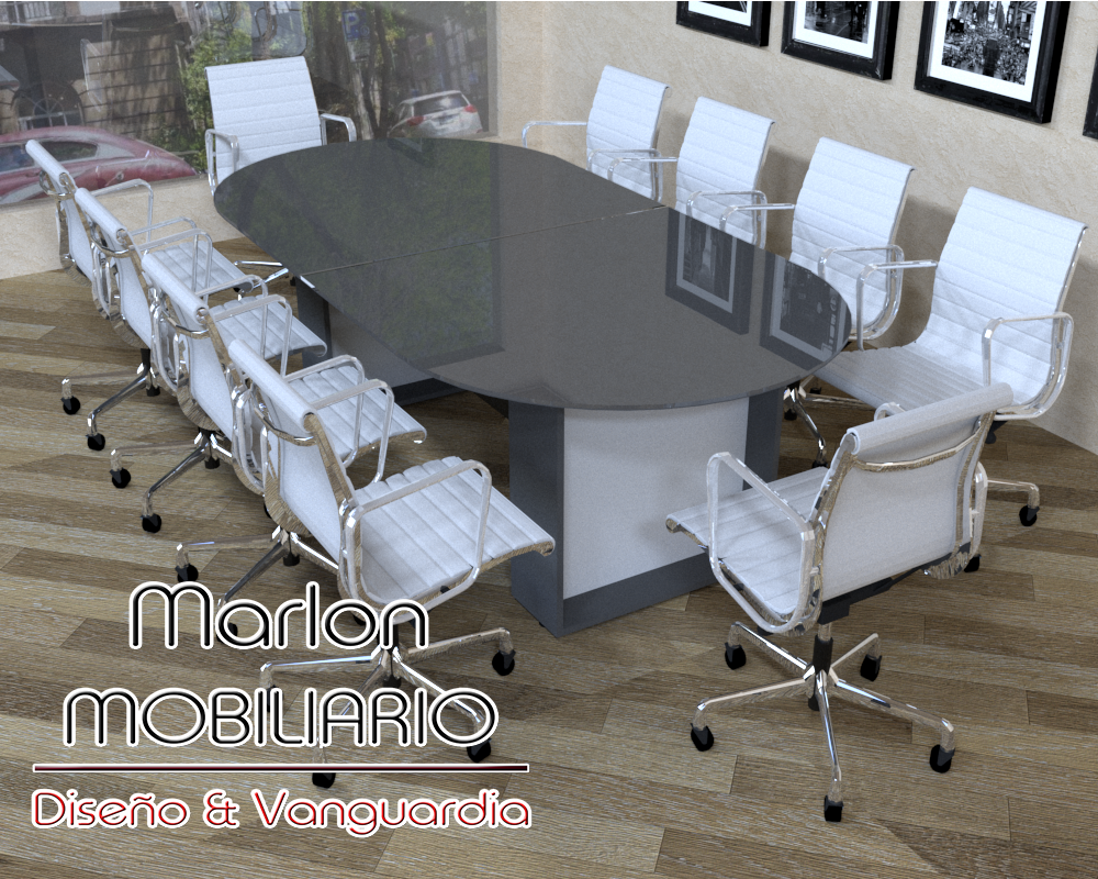 MESA DE JUNTAS DE CRISTAL OVALADA