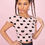 Miniatura: Crop Top corazones negro y rosa