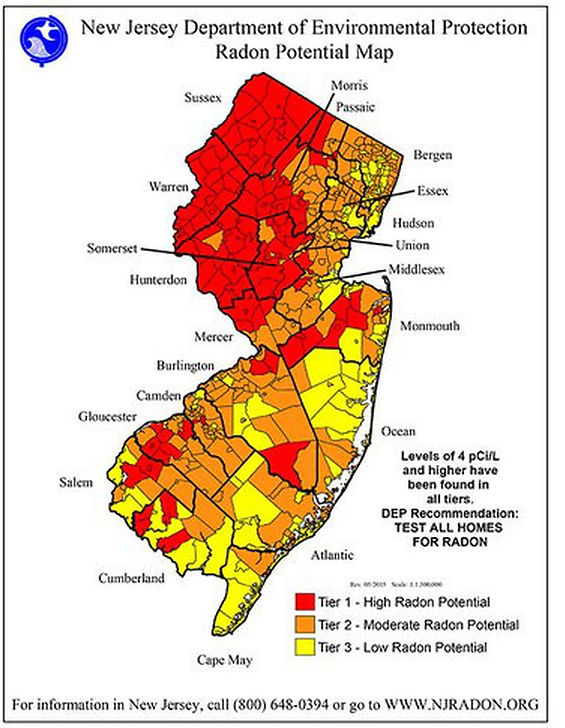 NJ Radon Risk by County / DASET Home Inspections