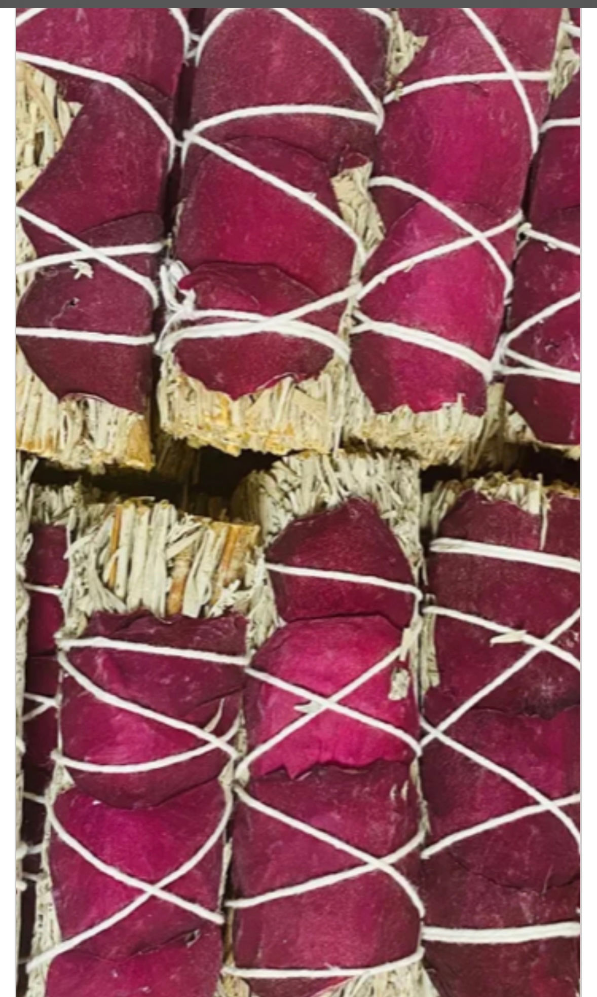 WHITE SAGE SMUDGE STICK WITH ROSE LEAF