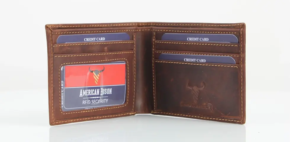 Thumbnail: American Bison Rfid Leather Bi Fold Wallet