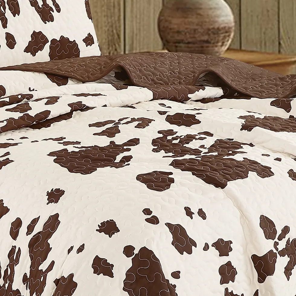 Thumbnail: Rustic Cowhide Brown Bedspread Quilt 3 Piece Set