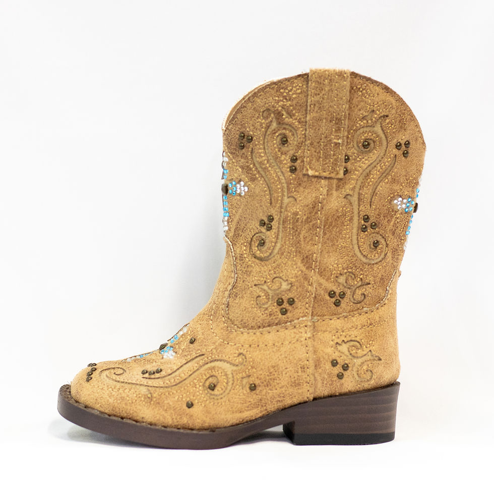 Thumbnail: Toddler Girl Roper Blue Crystal Cross Boots