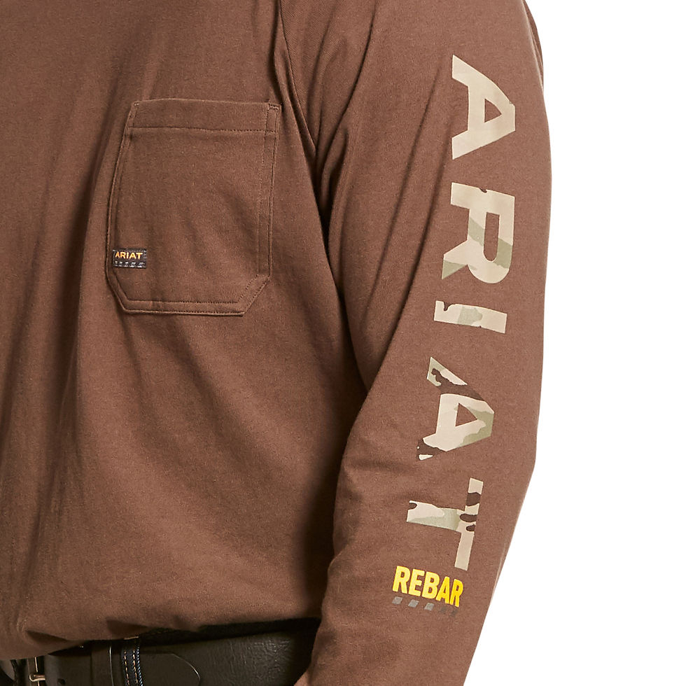 Ariat Men's Long Sleeve Rebar Moss/Camo/Brown Cotton Strong Graphic T-Shirt