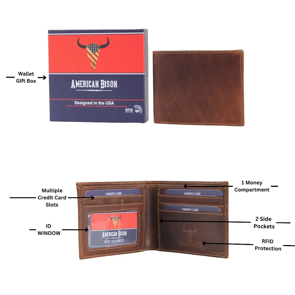Thumbnail: American Bison Rfid Leather Bi Fold Wallet