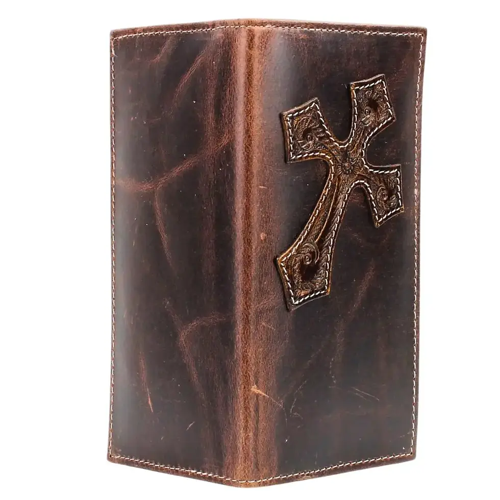 Thumbnail: Oil Pull Up Rodeo Wallet with Tooled Cross