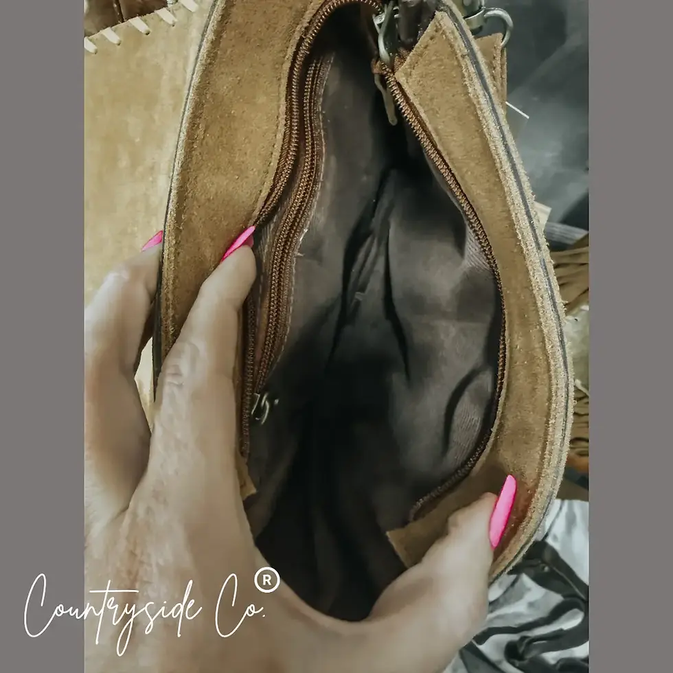 Thumbnail: Bessie Cowhide Suede Fringe Womens Purse Crossbody