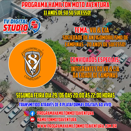 O tema de hoje é: V8 & Cia sociedade de antigomobilismo de Campinas - 20 anos de sucesso !Nossos c