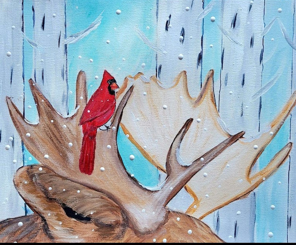 Cardinal on moose 