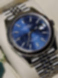 Rolex Datejust 41 126334 Blue Motif — премиальная реплика часов, макросъемка синего рифленого циферблата