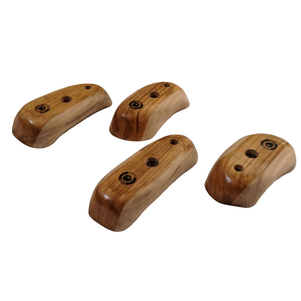 Thumbnail: Premium hand made wooden pinch climbing holds