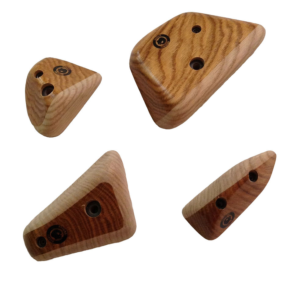 Thumbnail: Mix of solid oak climbing holds for indoor use.