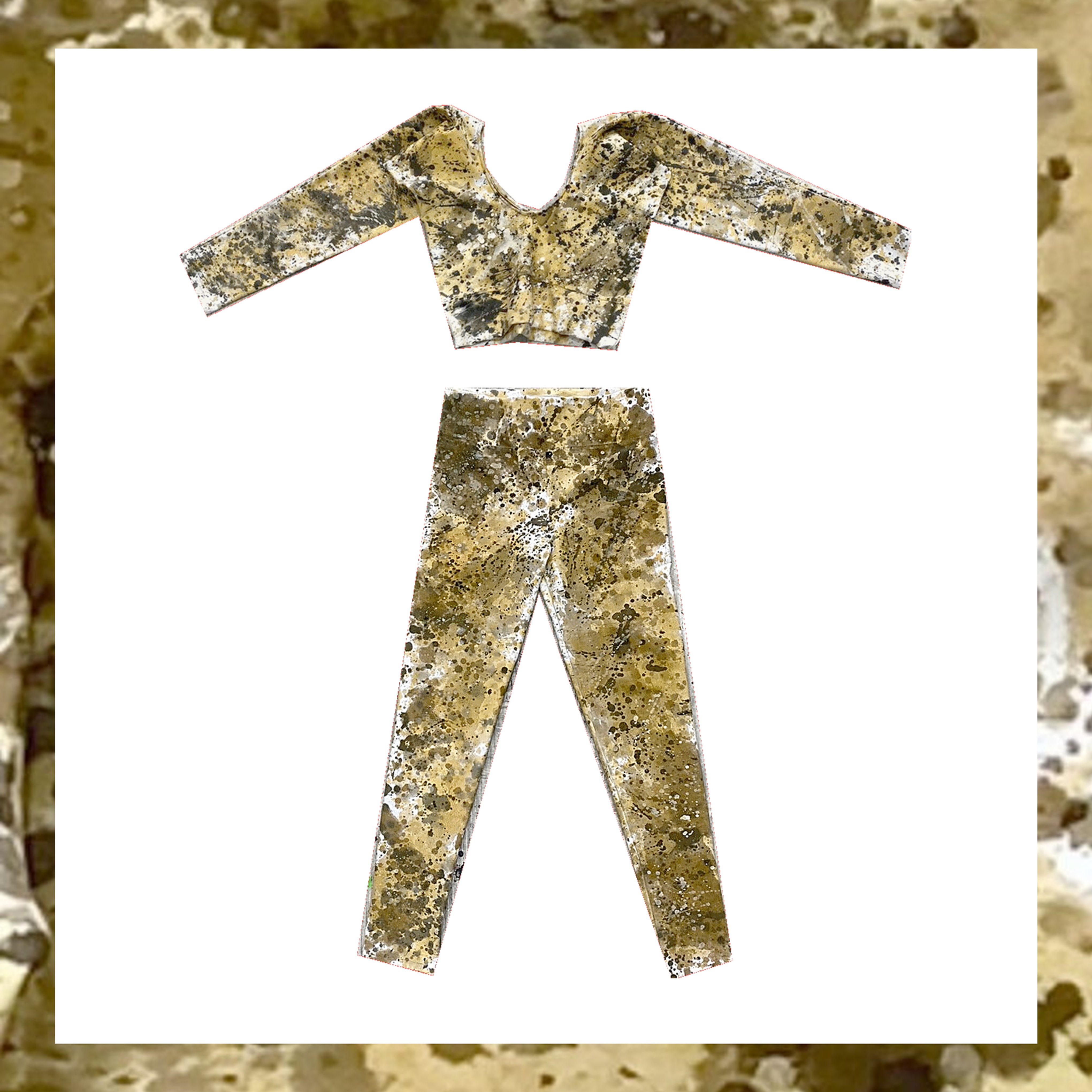 Conjunto Malha , calça Legging e top manga bege