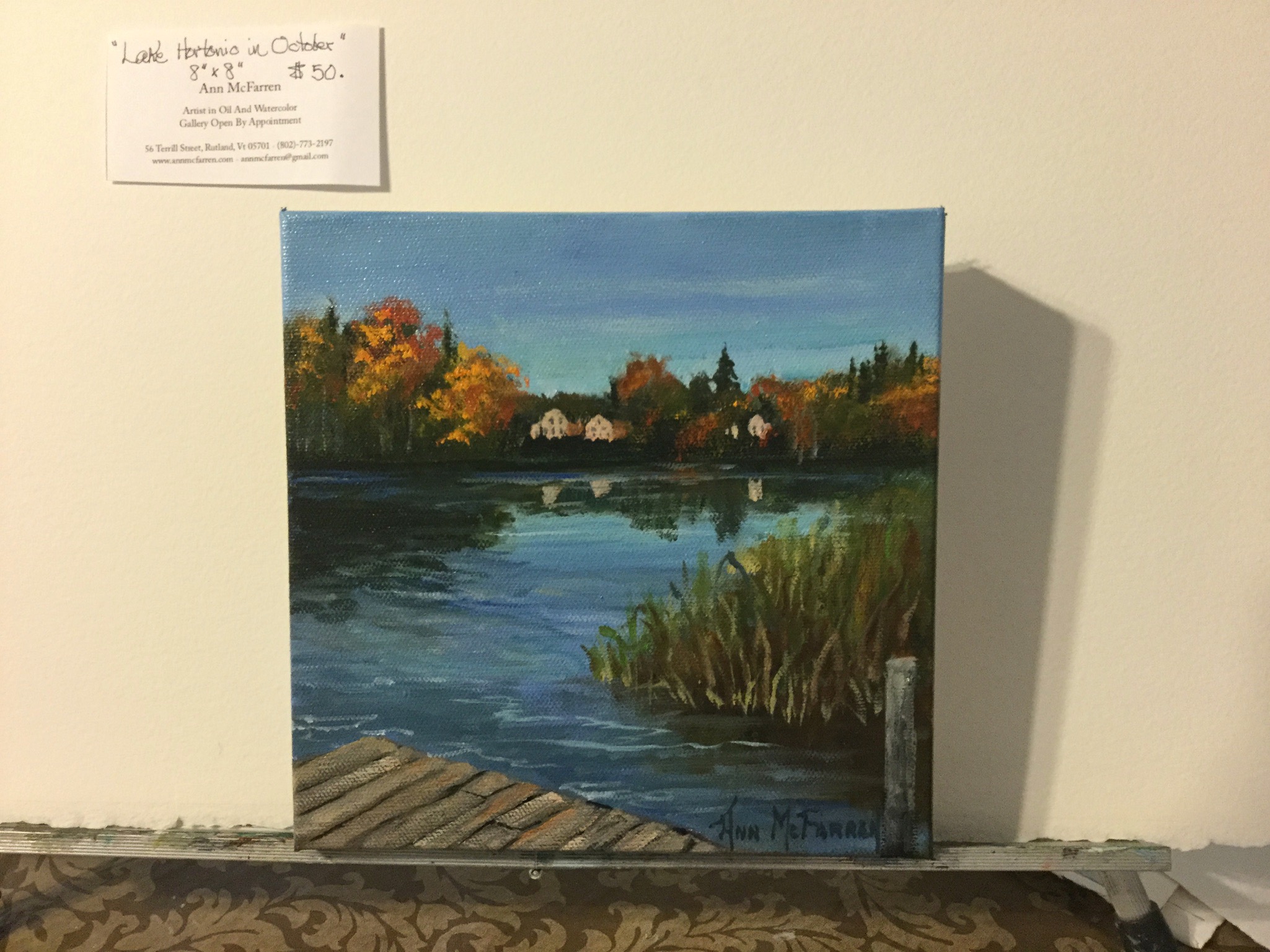 $50 - Lake Hortonia in October - 8"x8"