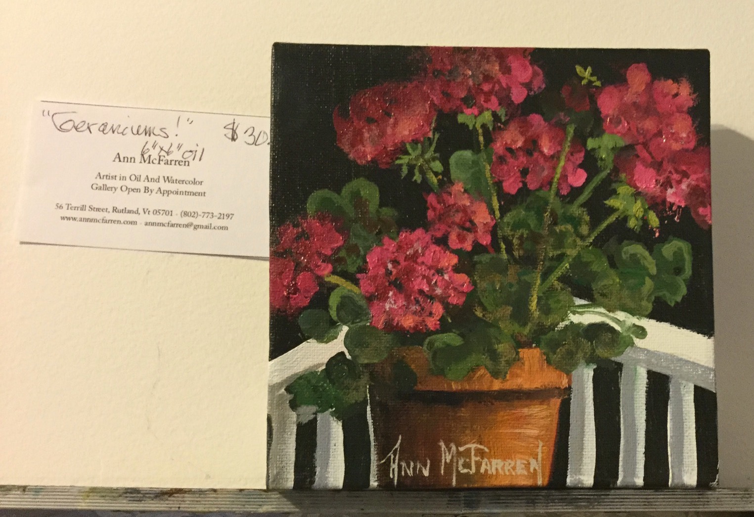 $30 - Geraniums - 6"x6"
