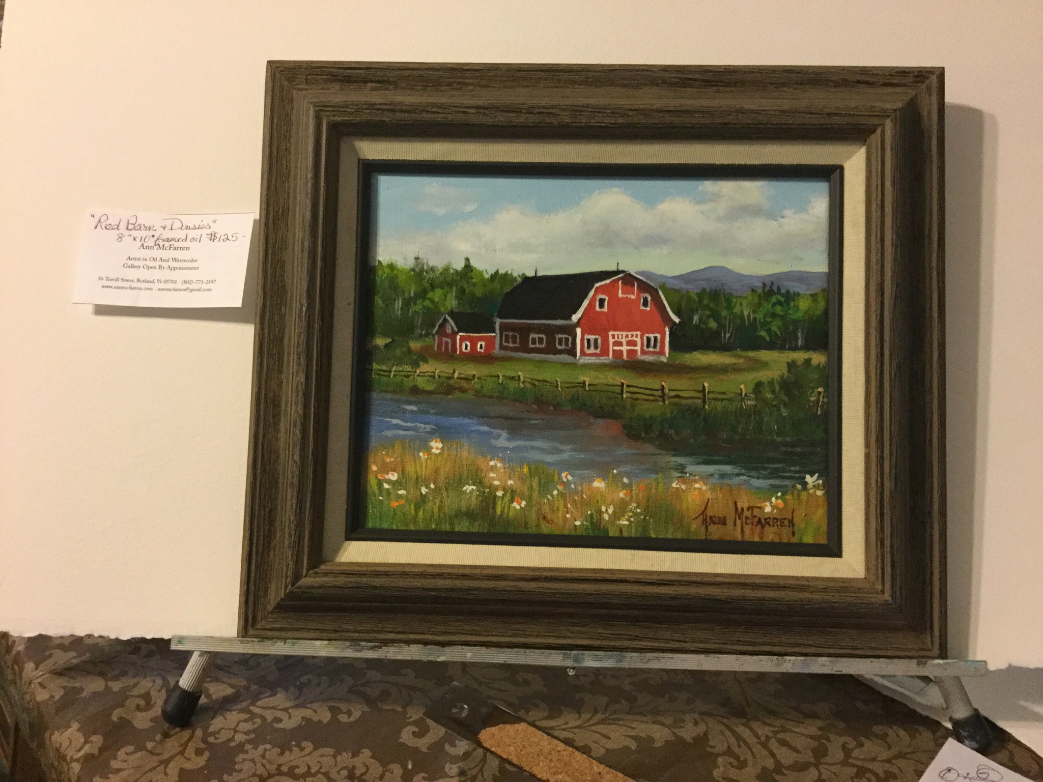 $125 - Red Barn & Daisies - 8"x10"