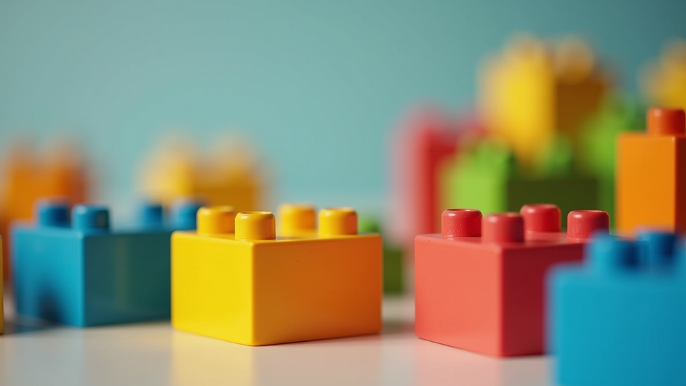 Close-up view of colorful building blocks
