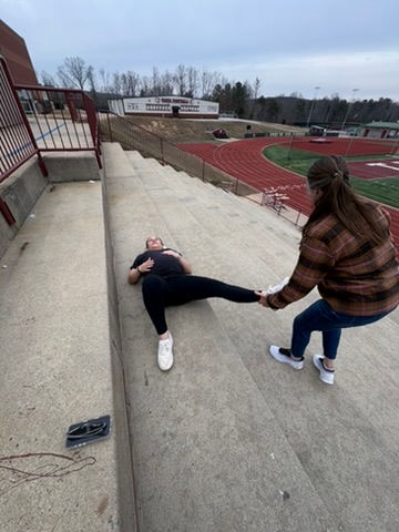 Prepping Charlotte's body for labor by climbing steep hills, stadium stairs and hip capsule stretching.