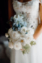 Elegant white and blue bridal bouquet with roses - Flowers By Annette wedding packages Southern Highlands