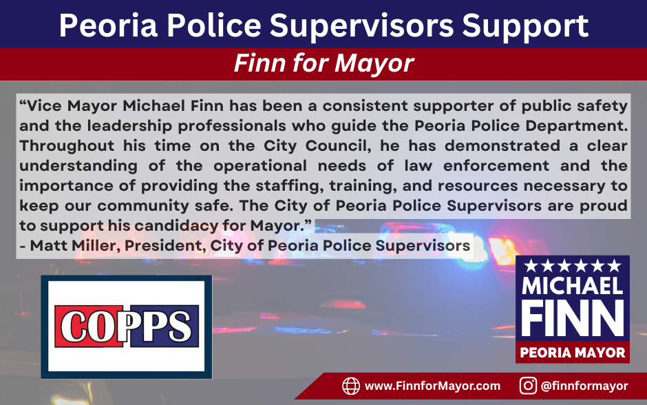 Peoria Police Supervisors Support Finn for Mayor