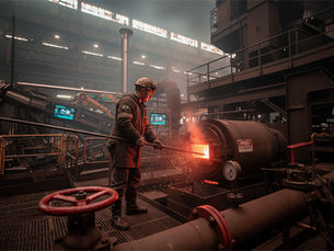 homem trabalhando em industria com insalubridade