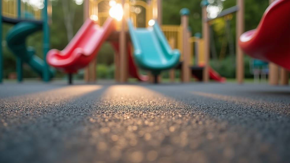 Eye-level view of playground surface made from recycled rubber