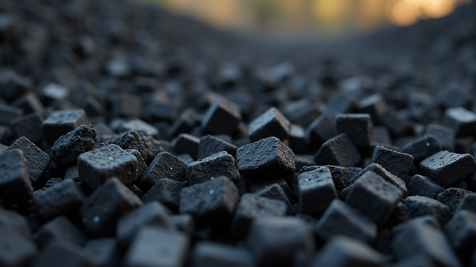Close-up view of shredded rubber pieces from recycled tires